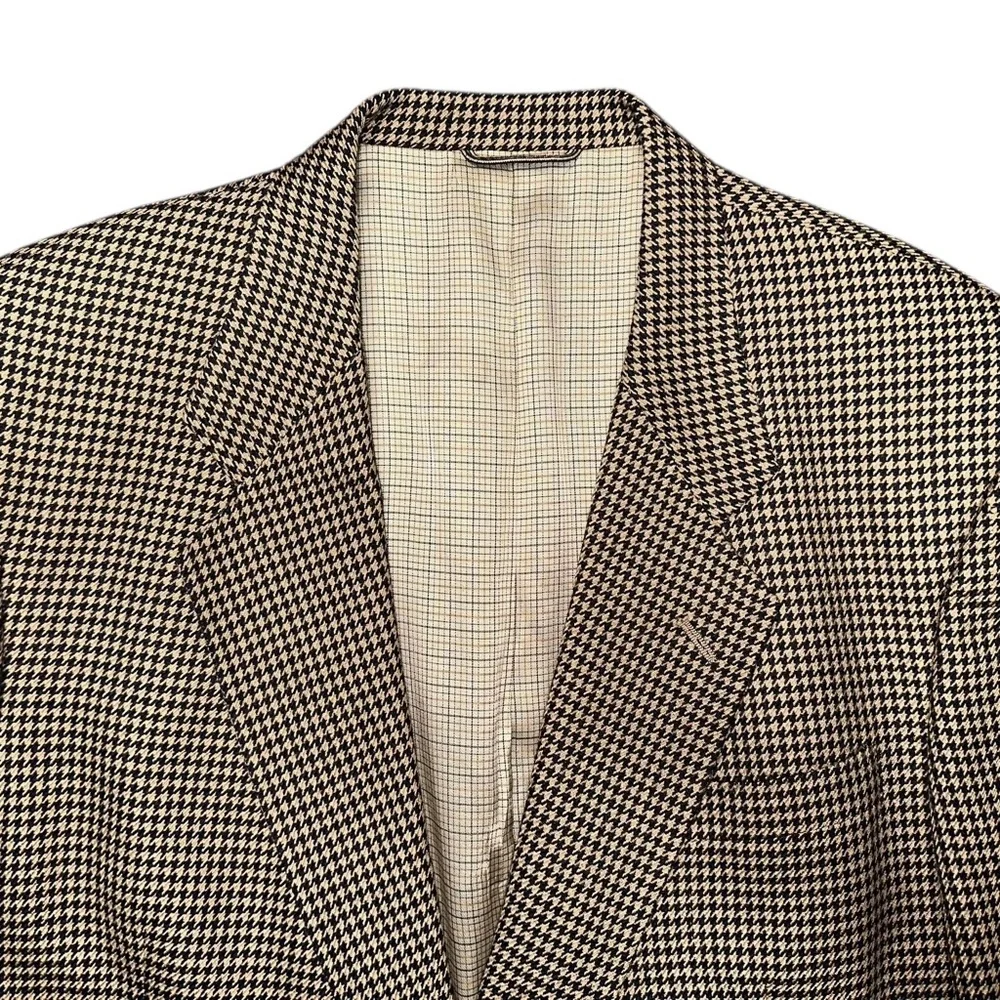 VTG Christian Dior Le Connaisseur Men’s Beige Houndstooth Blazer Sport Coat 44L - Picture 3 of 15
